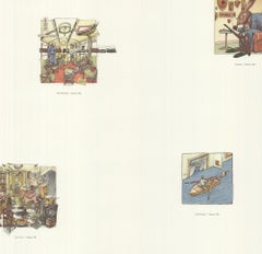 1992 Izhar Cohen 'De Beyerd' Litografia offset contemporanea verde e bianca