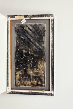 Abstract Mixed Media Painting. Oil on Silver Lame Screen Fabric
