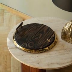 Izki Tray Made in Pinewood with Refined Brass Accents