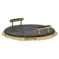 Izki Tray Made in Pinewood with Refined Brass Accents