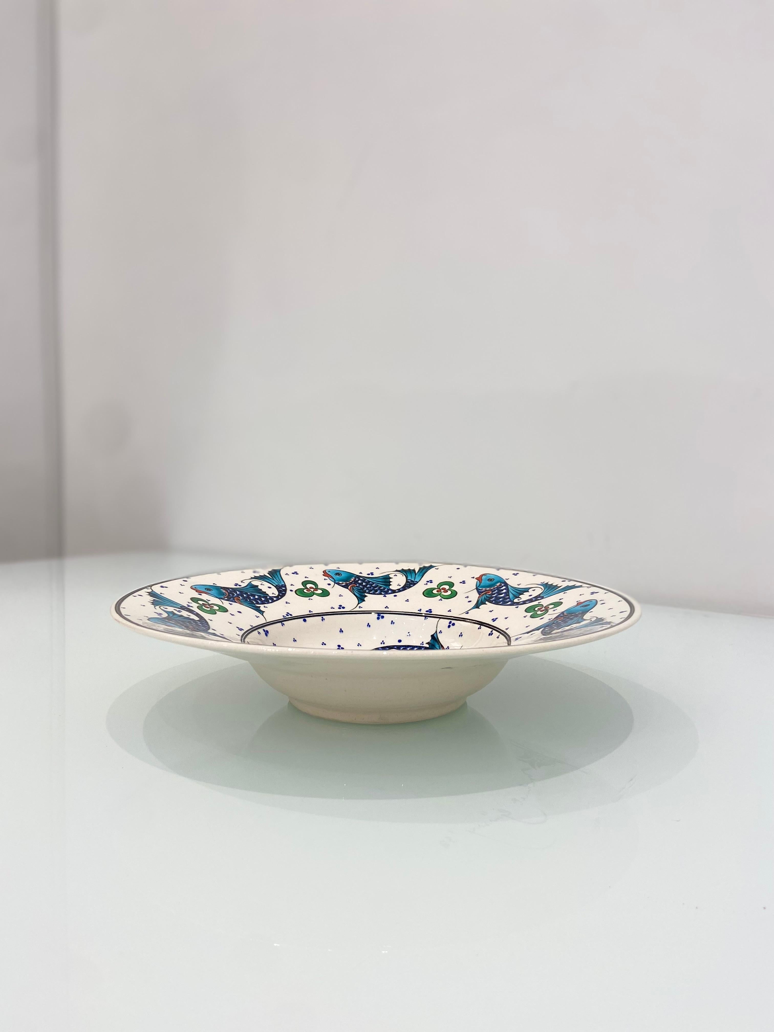 Iznik Nicaea Plato Decorativo Pez De Artesano Turco '98 Glaseado en venta