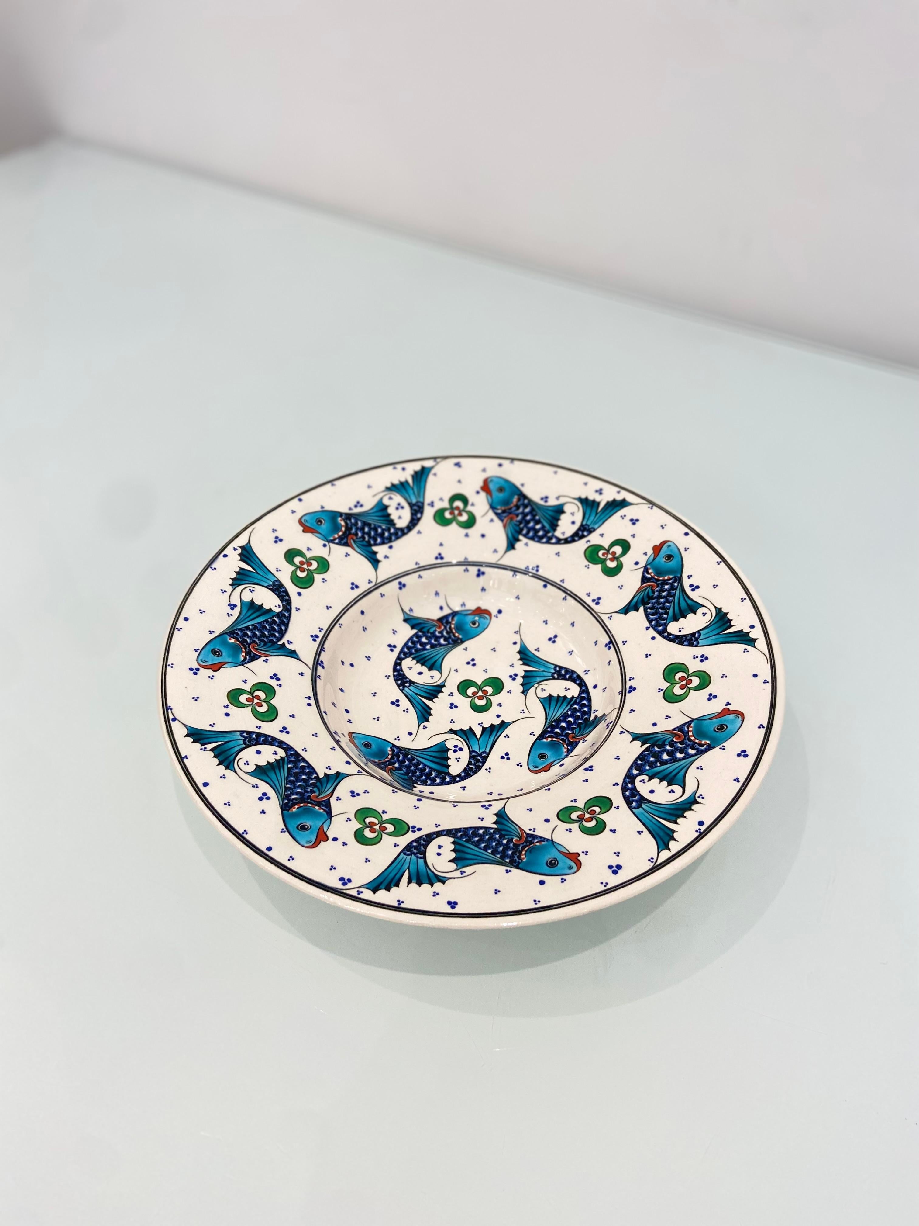 Iznik Nicaea Plato Decorativo Pez De Artesano Turco '98 en Bueno estado para la venta en London, GB