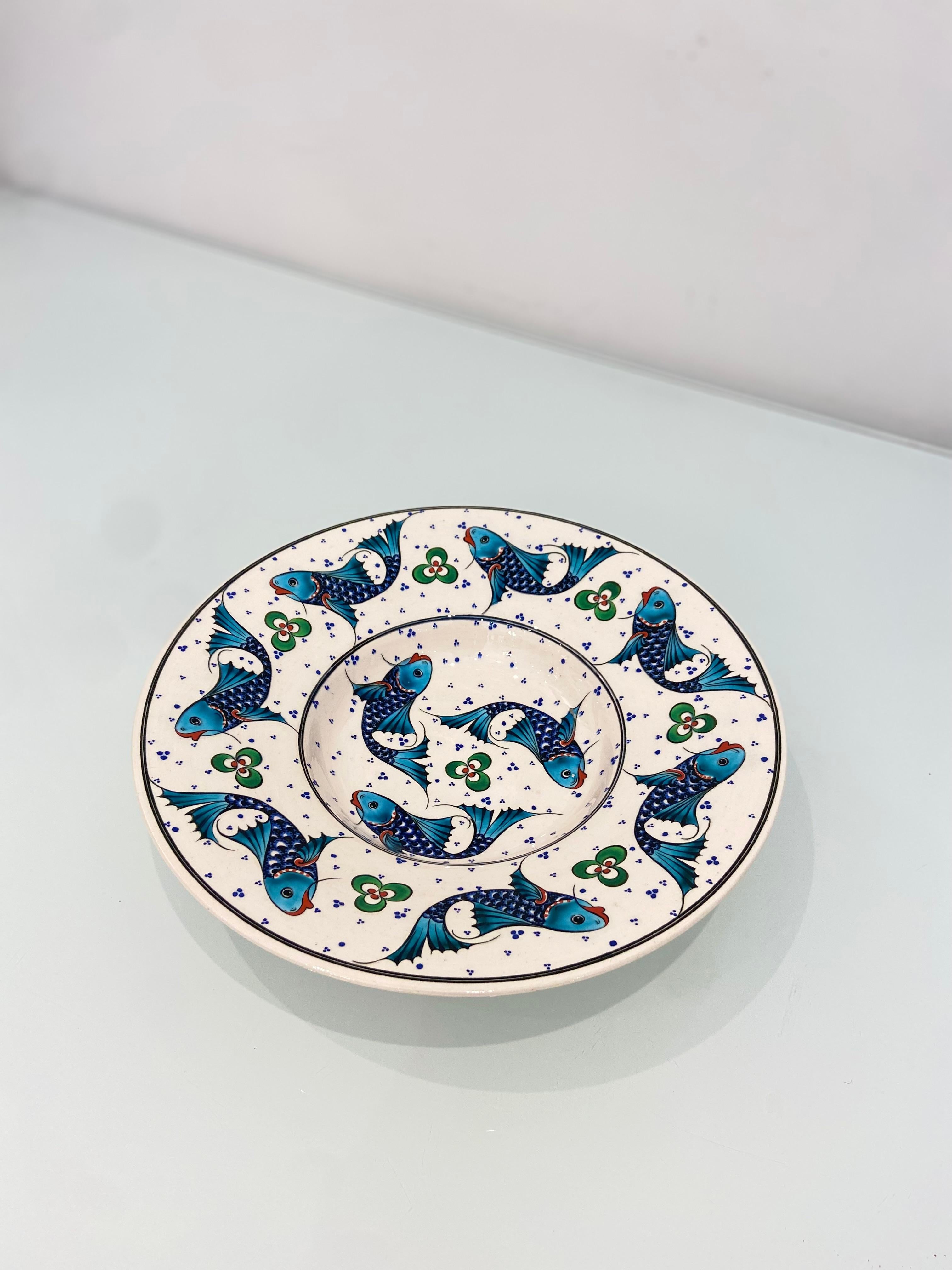 Iznik Nicaea Plato Decorativo Pez De Artesano Turco '98 siglo XX en venta
