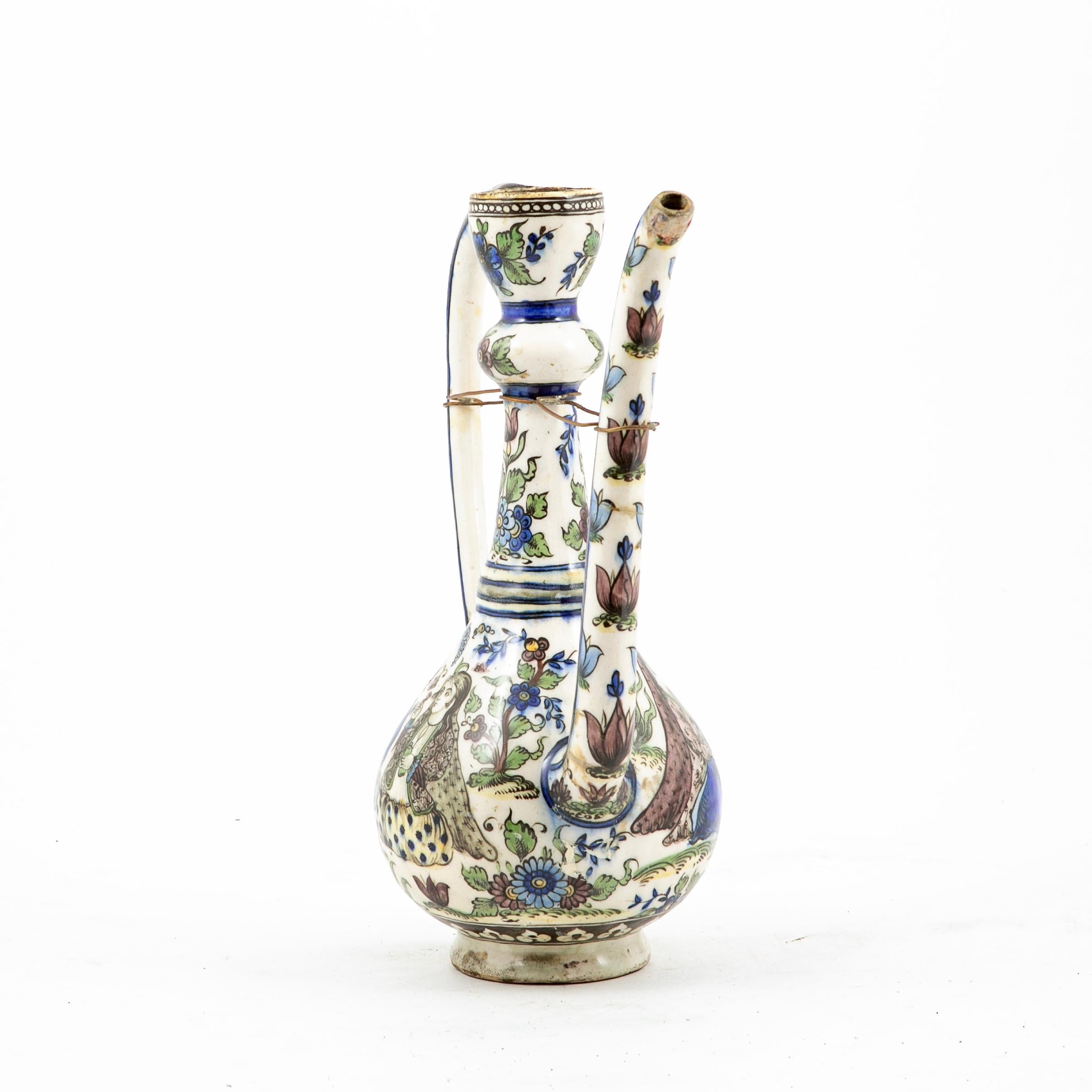 Turkish Iznik Pottery Jug / Pitcher