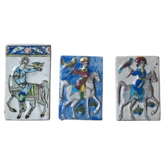 Piastrelle di ceramica Iznik in stile Qajar - set di 3