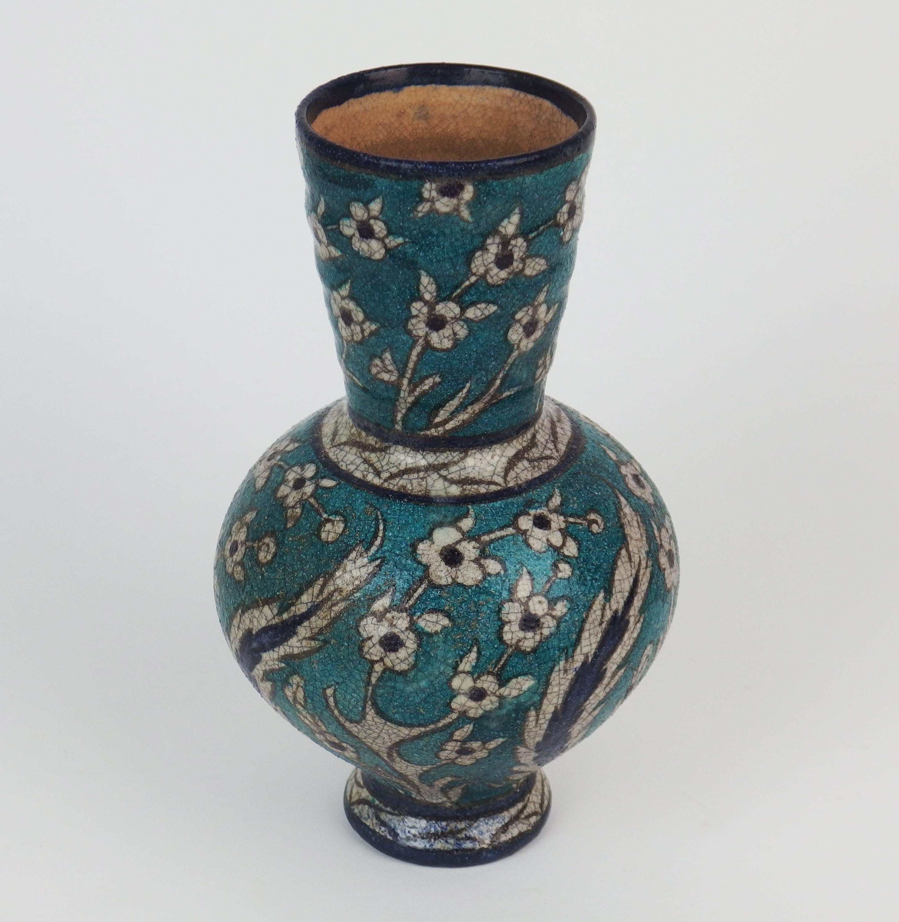 French Iznik Style Ceramic Vase by Edmond Lachenal For Sale