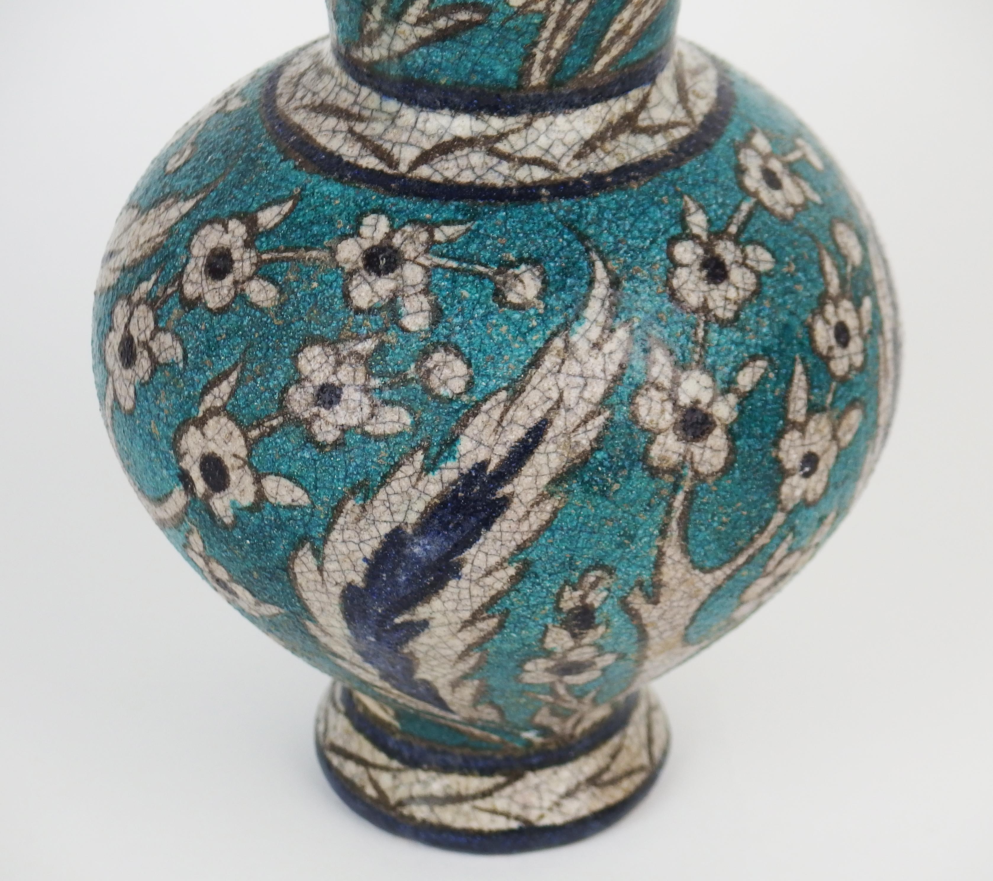 Glazed Iznik Style Ceramic Vase by Edmond Lachenal For Sale