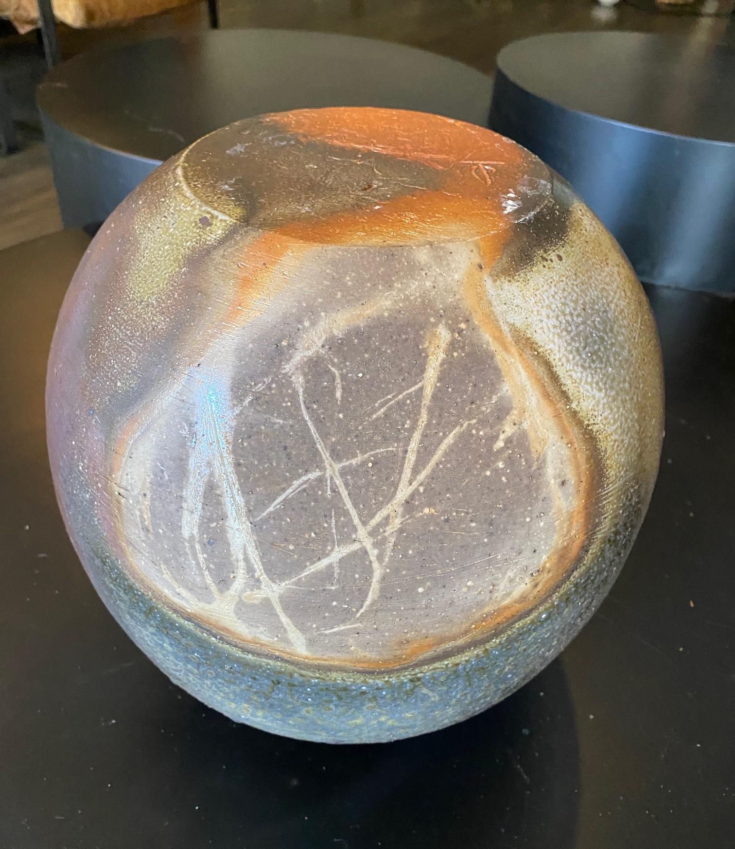 Izuru Yamamoto Jarrón de cerámica japonesa Bizen Ware Yohen Tsubo con esmalte ceniza en venta 7