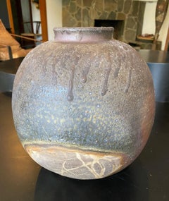 Izuru Yamamoto Japanese Bizen Ware Pottery Yohen Tsubo Jar Vase With Ash Glaze