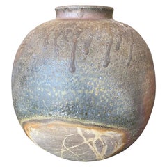 Izuru Yamamoto Vaso in ceramica giapponese Bizen Ware Yohen Tsubo con smaltatura a cenerino