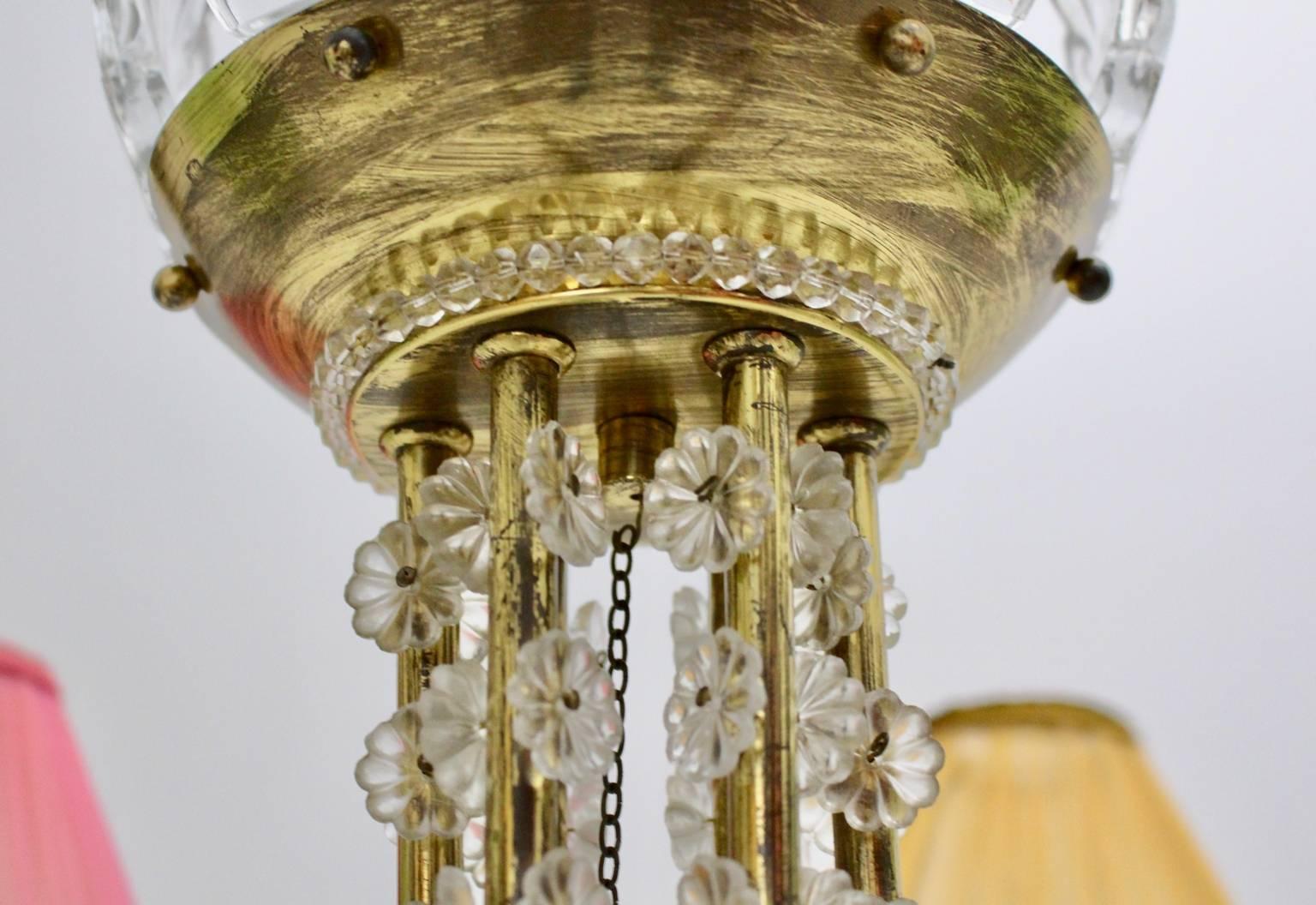 Midcentury Modern Vintage Brass Lobmeyr Crystal Chandelier Austria circa 1945 For Sale 10