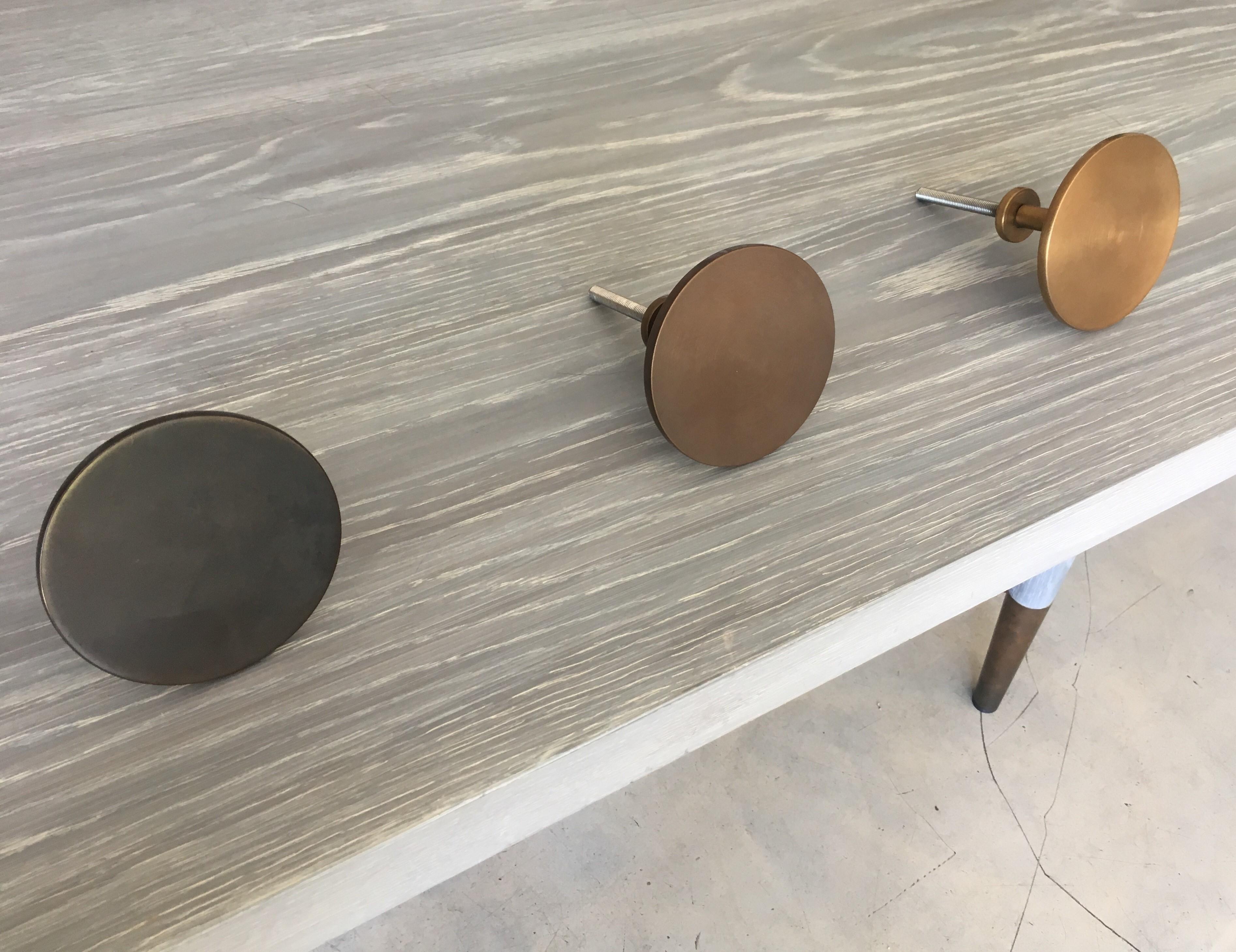J260 Large Rustic Aged Brass & Stitched Belgian LInen Sconce Pair by Wende Reid In New Condition For Sale In Paddington, NSW