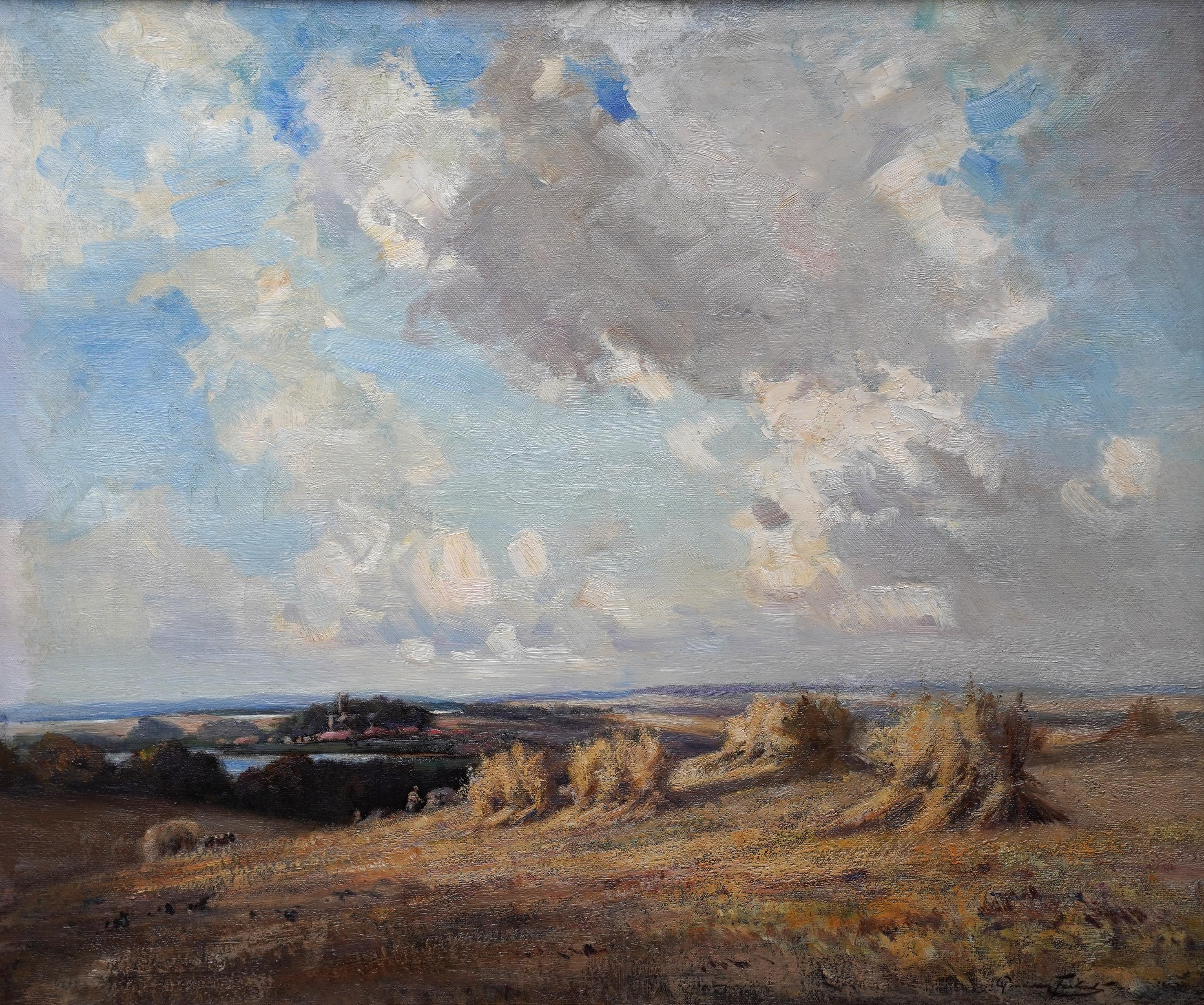 Harvest Landscape - Scottish Impressionist 1900 art  oil painting Scotland - Painting by J A Henderson Tabert