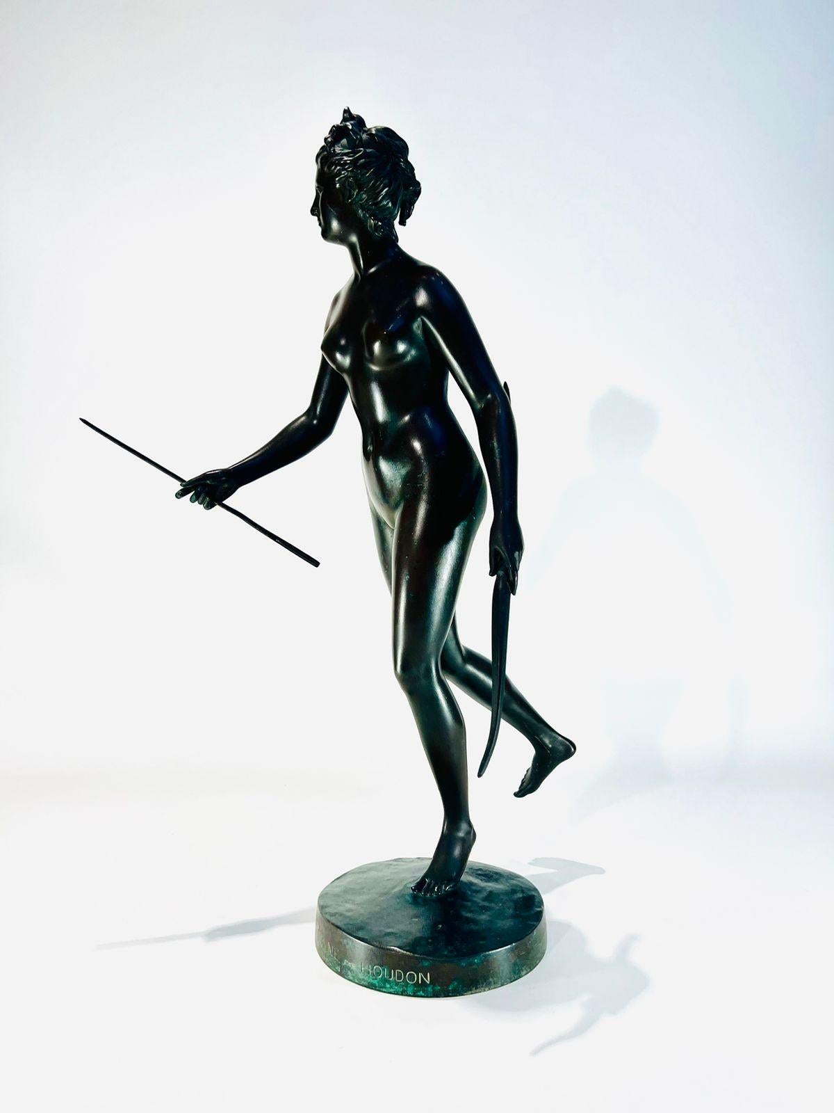 J A Houdon france Bronze 1790 „Diane“ von Barbedienne-Gründer. (Empire) im Angebot