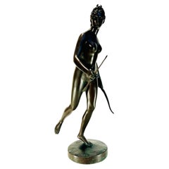 Bronze français Diane du fondateur de Barbedienne, 1790, J A Houdon