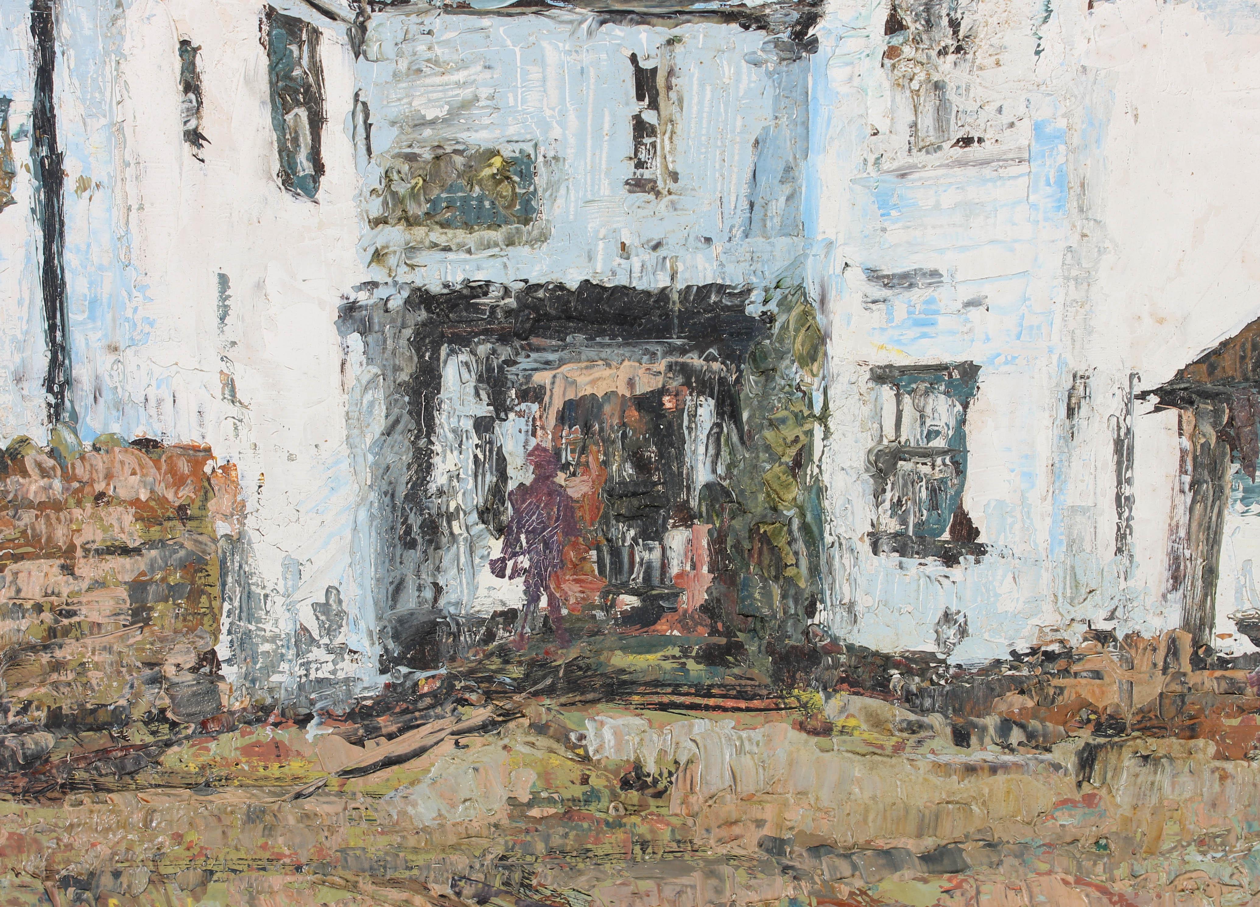 J A MacKay - 1980 Oil, The Old Town Courtyard For Sale 2