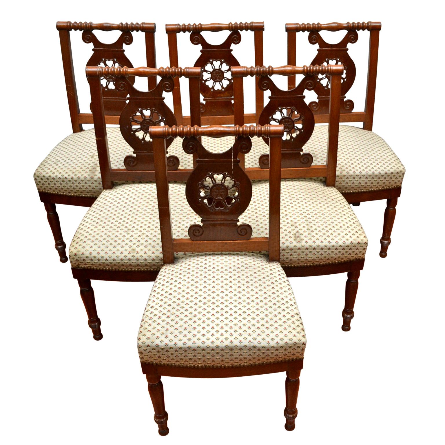 Set of Six Directoire Mahogany Dining Chairs Attributed to Georges Jacob For Sale