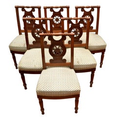 Antique Set of Six Directoire Mahogany Dining Chairs Attributed to Georges Jacob