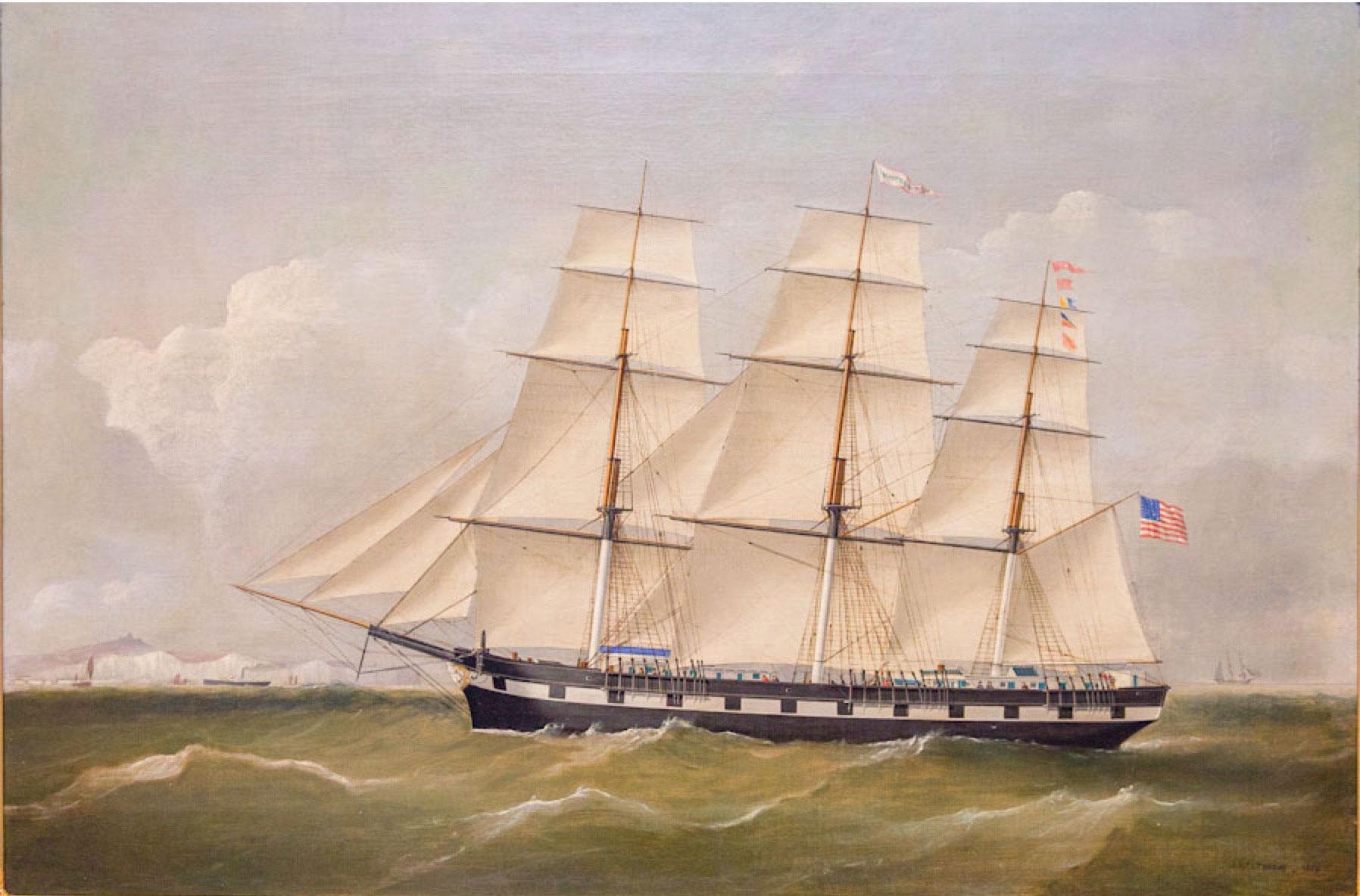 Le navire à trois mâts - Painting de J. & F. Tudgay