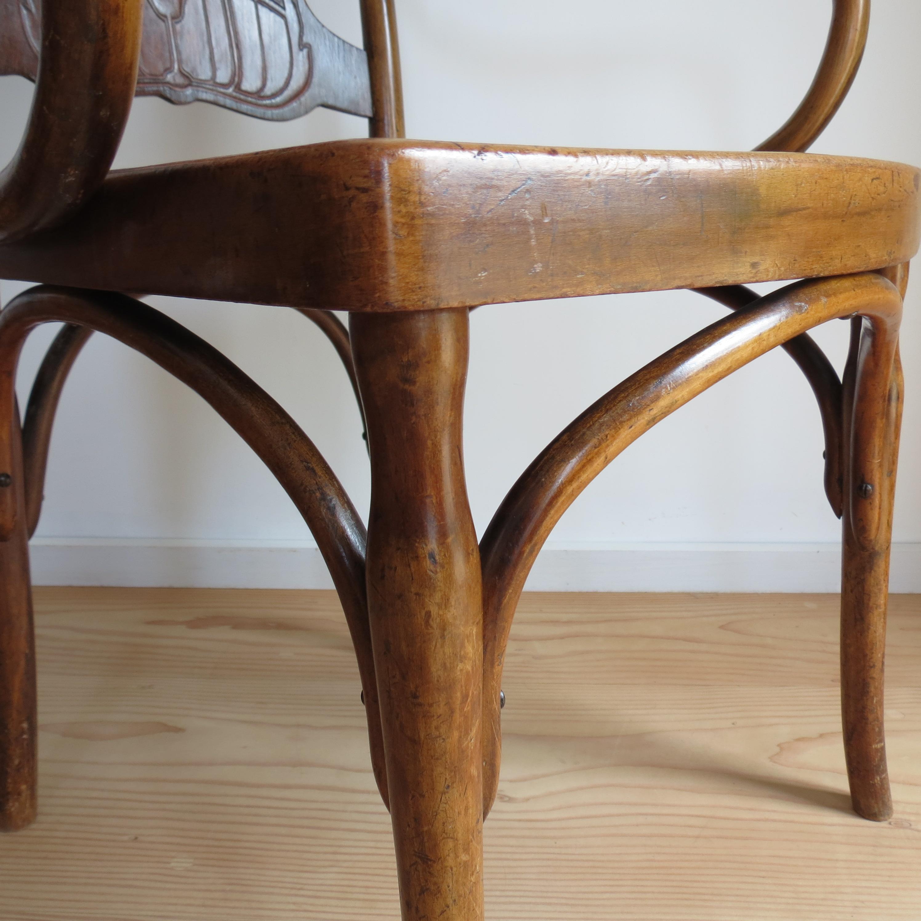 J And J Kohn Jacob And Joseph Kohn Thonet Bentwood Carver Chair 1900 No 67 5