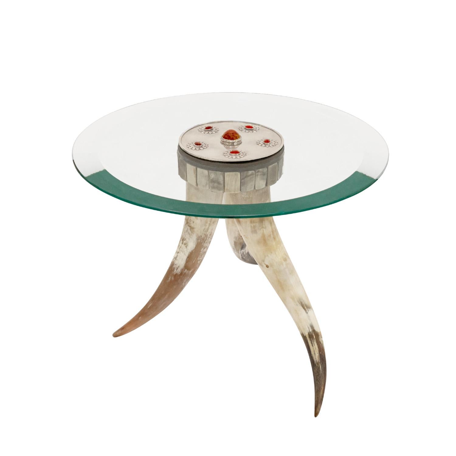 Hand-Crafted J. Anthony Redmile Pair of Horn Tables with Nickel and Jasper 1970s 'Signed'