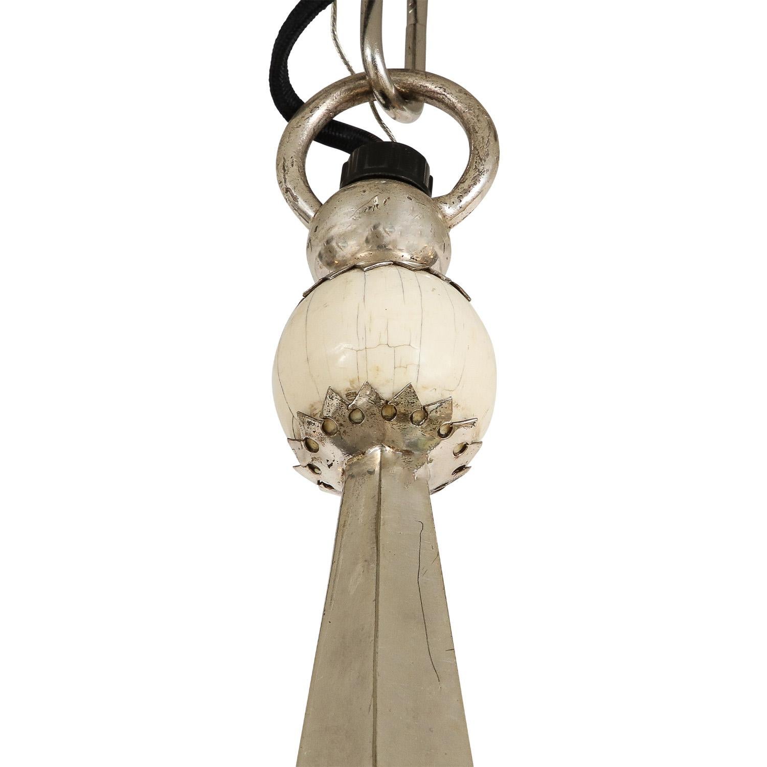 Hand-Crafted J. Anthony Redmile Rare Chandelier with Mounted Ostrich Eggs 1970s 'Signed' For Sale