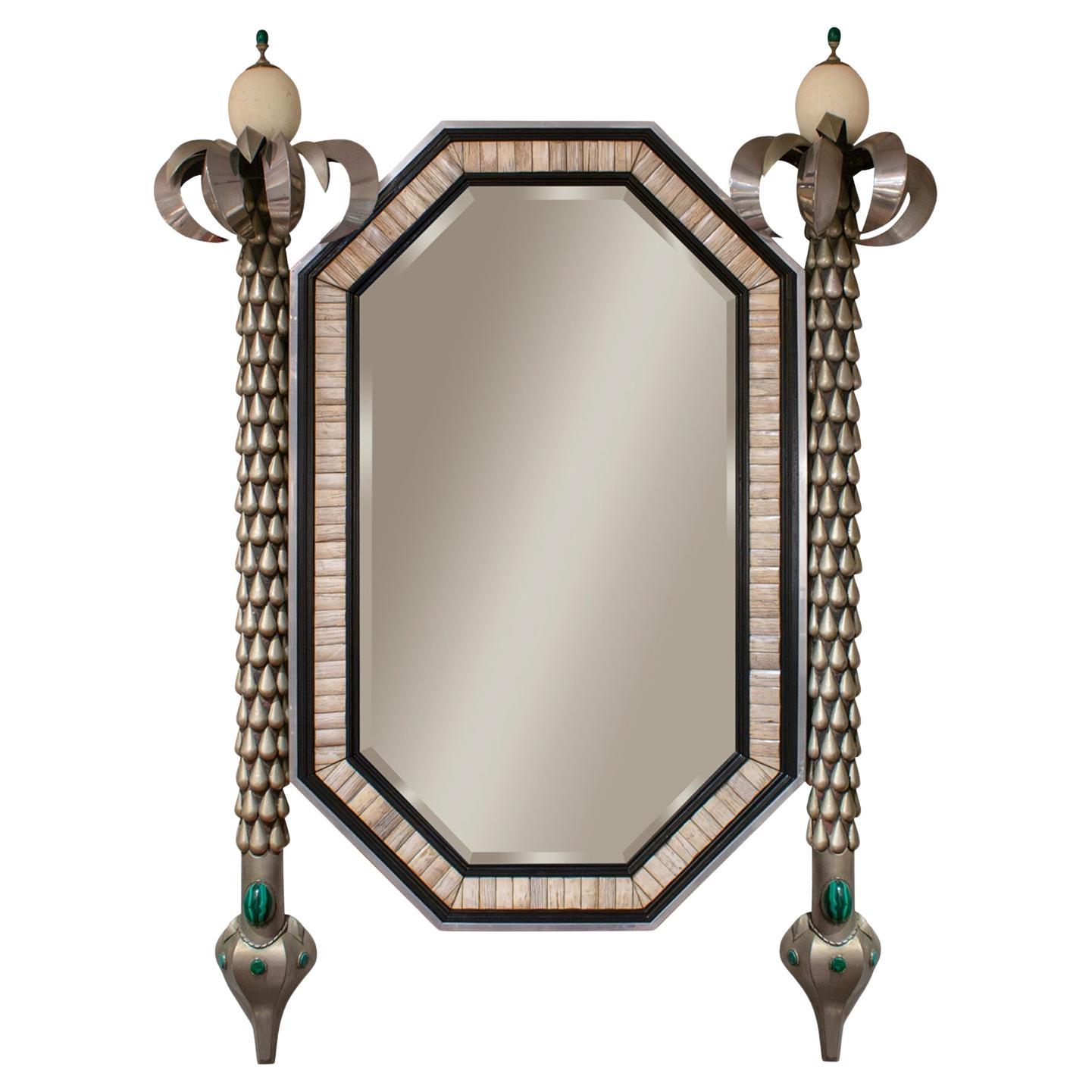 Rare et important miroir sculpté « Wall Mirage » de J Antony Redmile des années 1970 (signé)