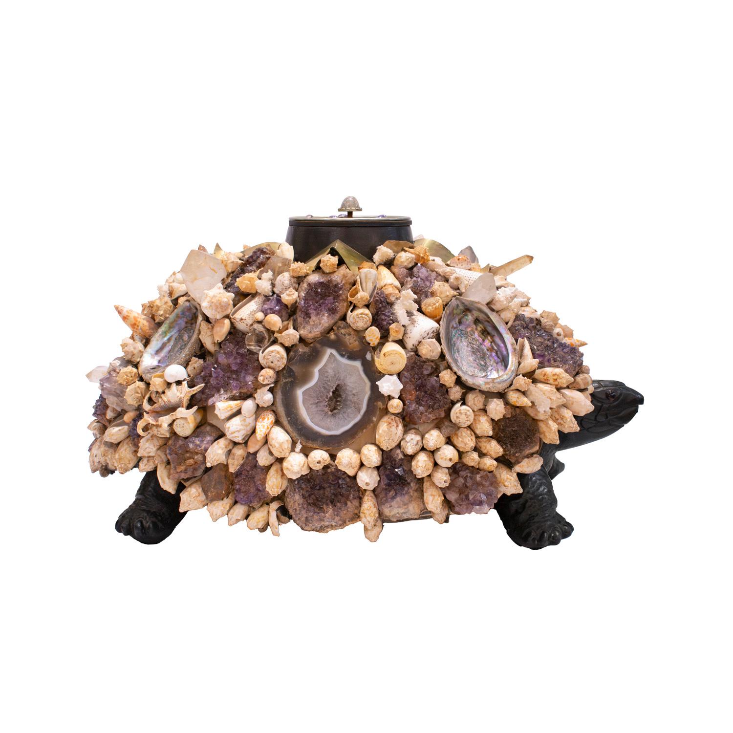 Mid-Century Modern J. Antony Redmile Turtle Coffee Table with Shells and Crystals 1970s (Signed) en vente