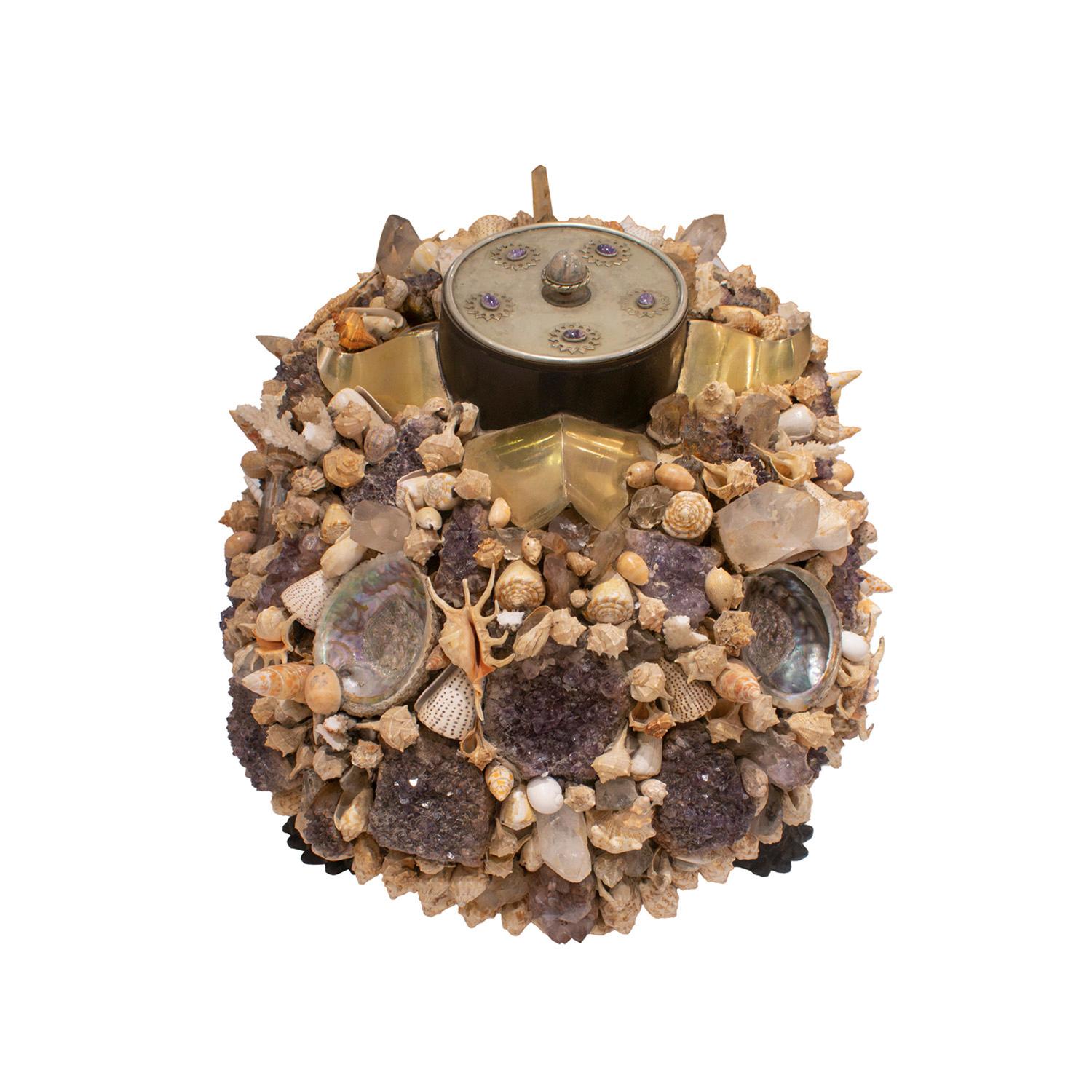 Anglais J. Antony Redmile Turtle Coffee Table with Shells and Crystals 1970s (Signed) en vente
