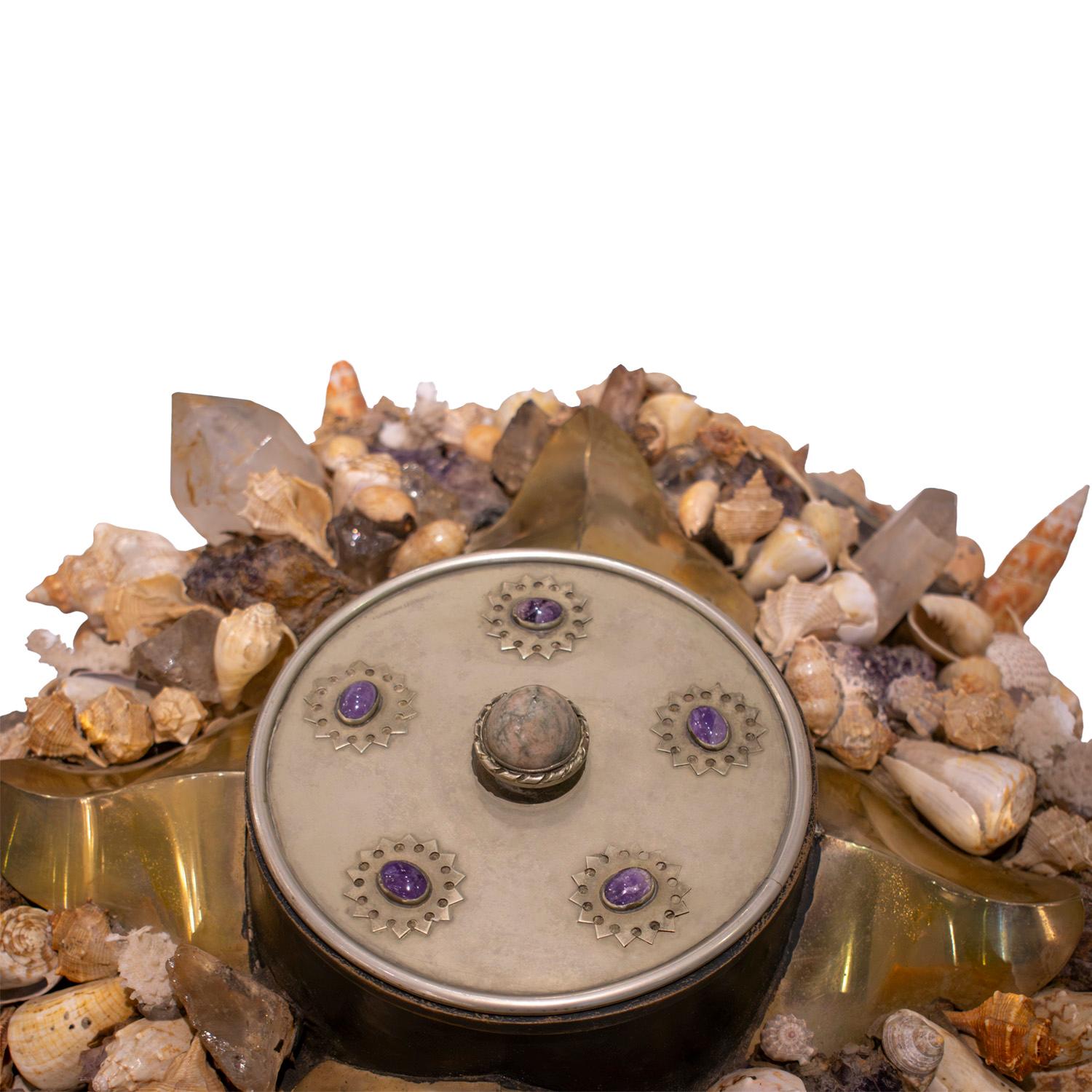 Fin du 20e siècle J. Antony Redmile Turtle Coffee Table with Shells and Crystals 1970s (Signed) en vente