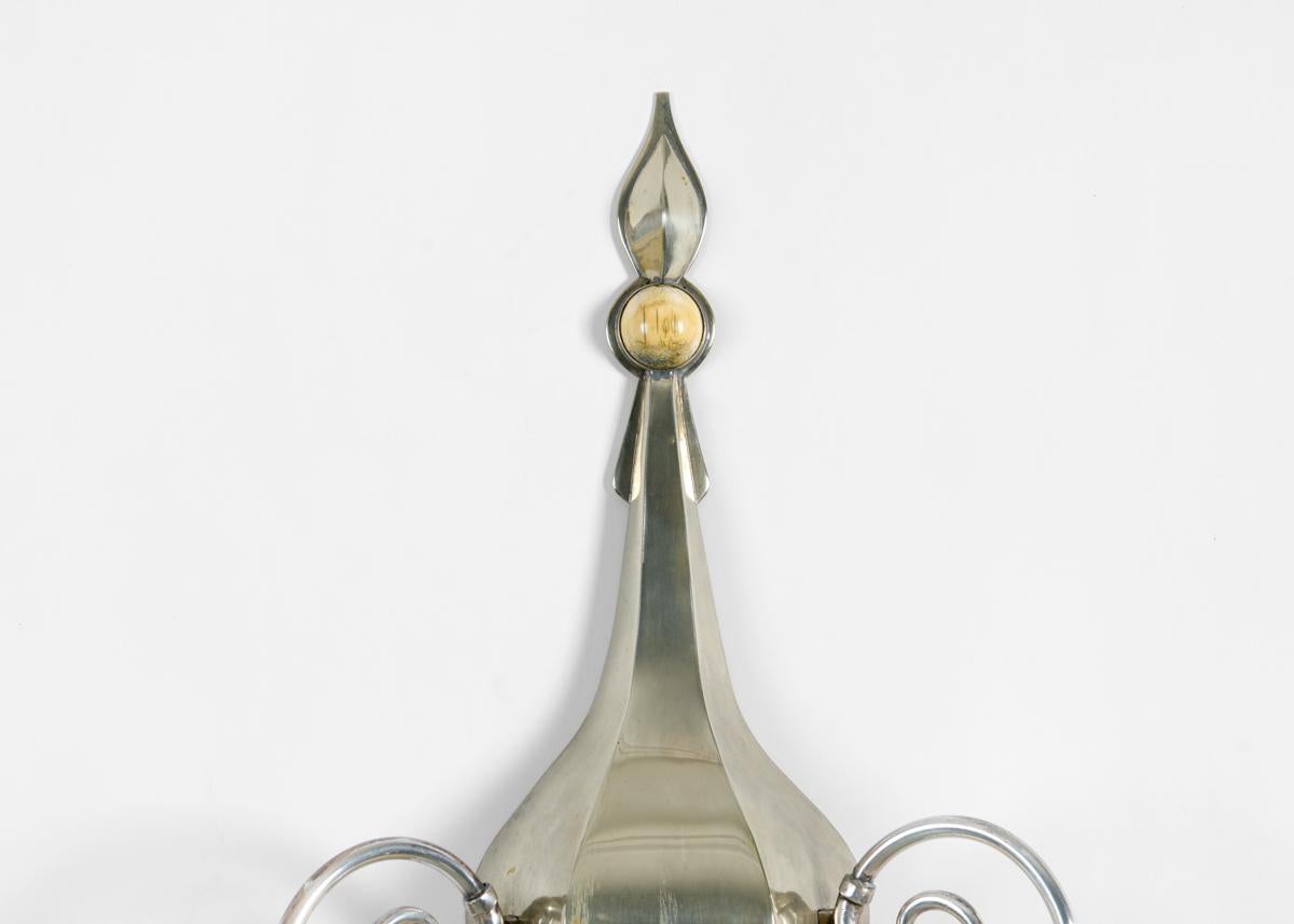Late 20th Century J. Antony Redmile, Two-branched Aluminum & Egg Sconce, UK, 1970s For Sale