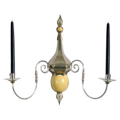 J. Antony Redmile, Two-branched Aluminum & Egg Sconce, UK, 1970s