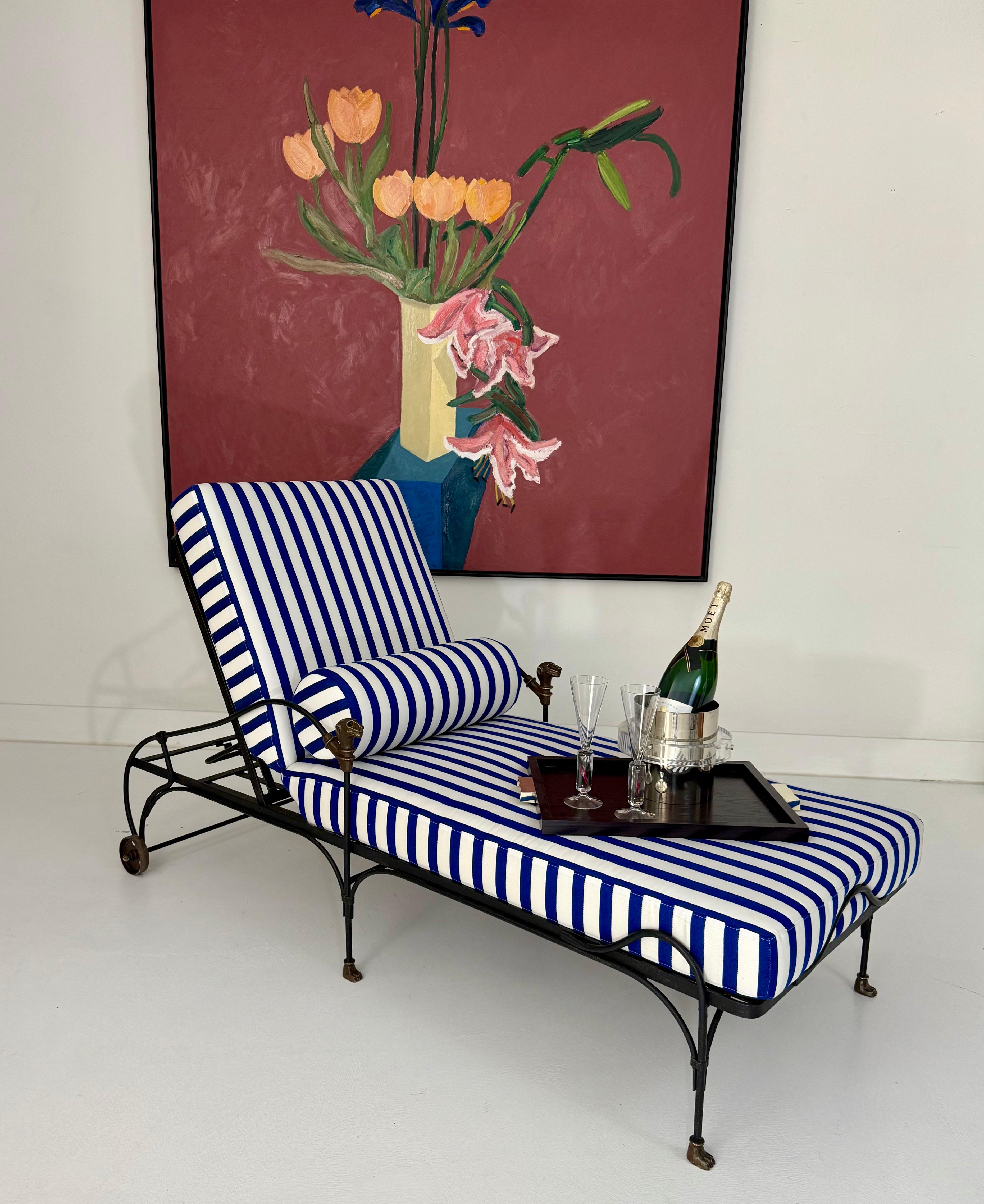 J-Art Iron Co. Chaise Lounge, Teste di pantera in bronzo, 4 disponibili in vendita 11