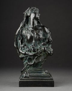 J-B Carpeaux : "Bust", Patinated bronze - E.Godard foundry C.1950