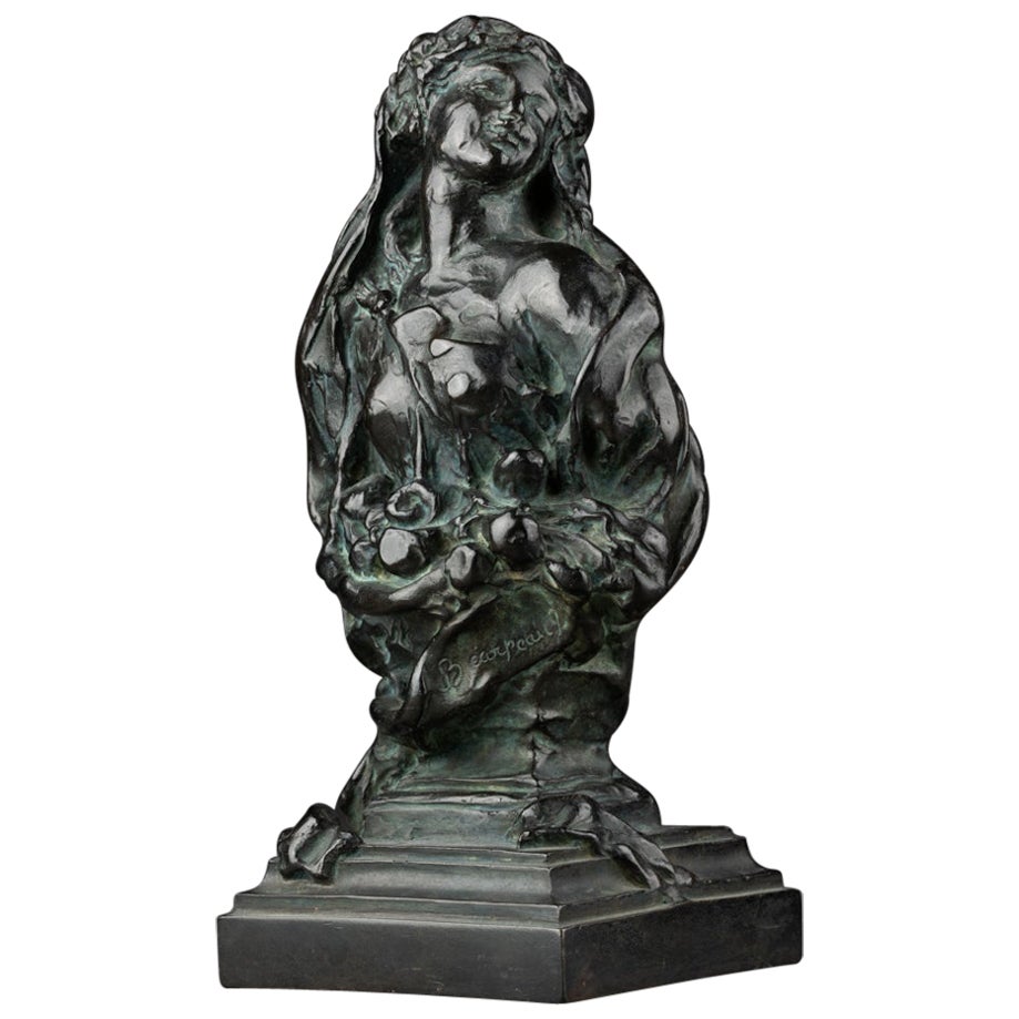 J-B Carpeaux : "Bust", Patinated bronze - E.Godard foundry C.1950
