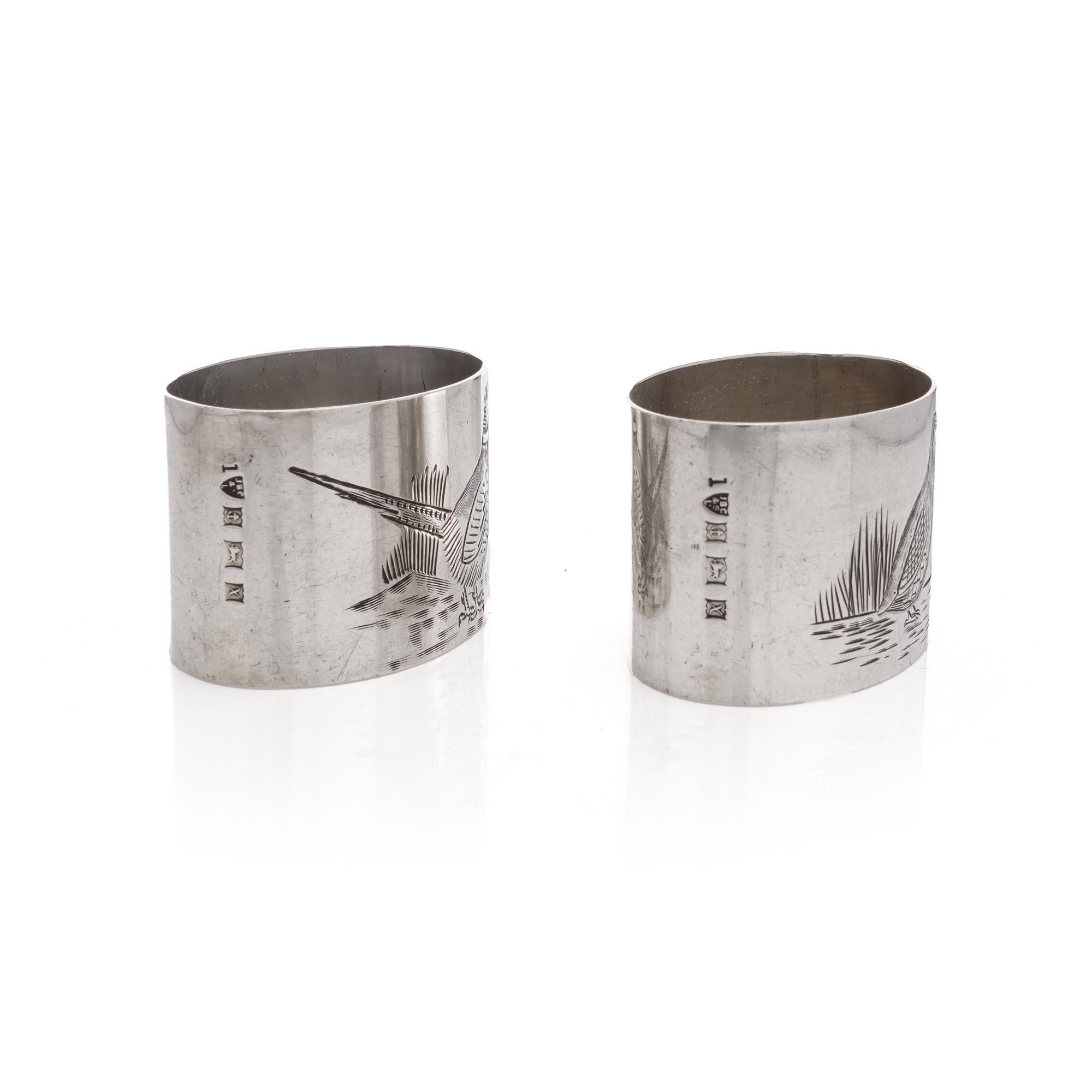 Silver J B Chatterley & Sons Ltd. pair of napkin rings  For Sale