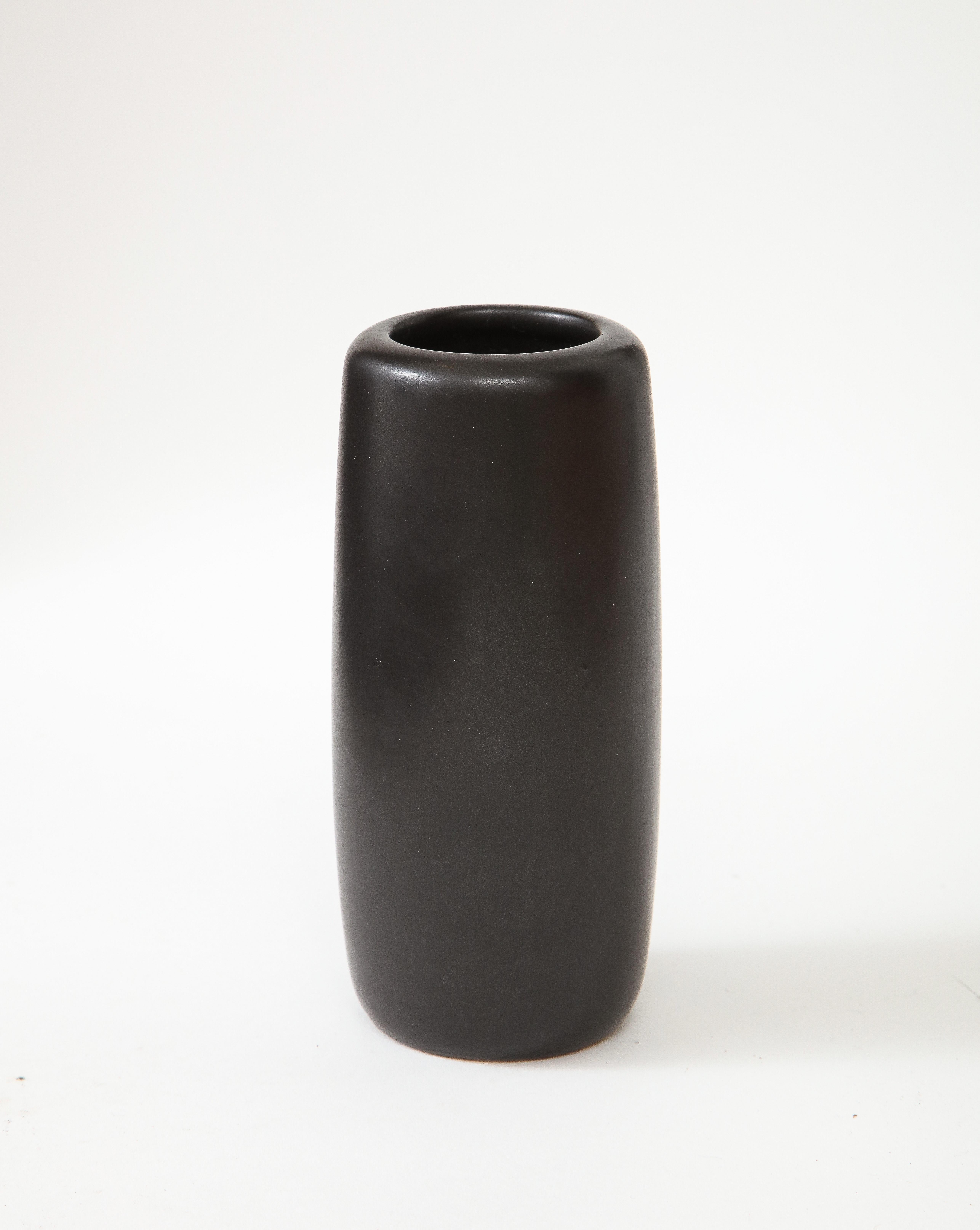 German J. B. Matte Black Modern Vase, Signed, c. 1960 For Sale