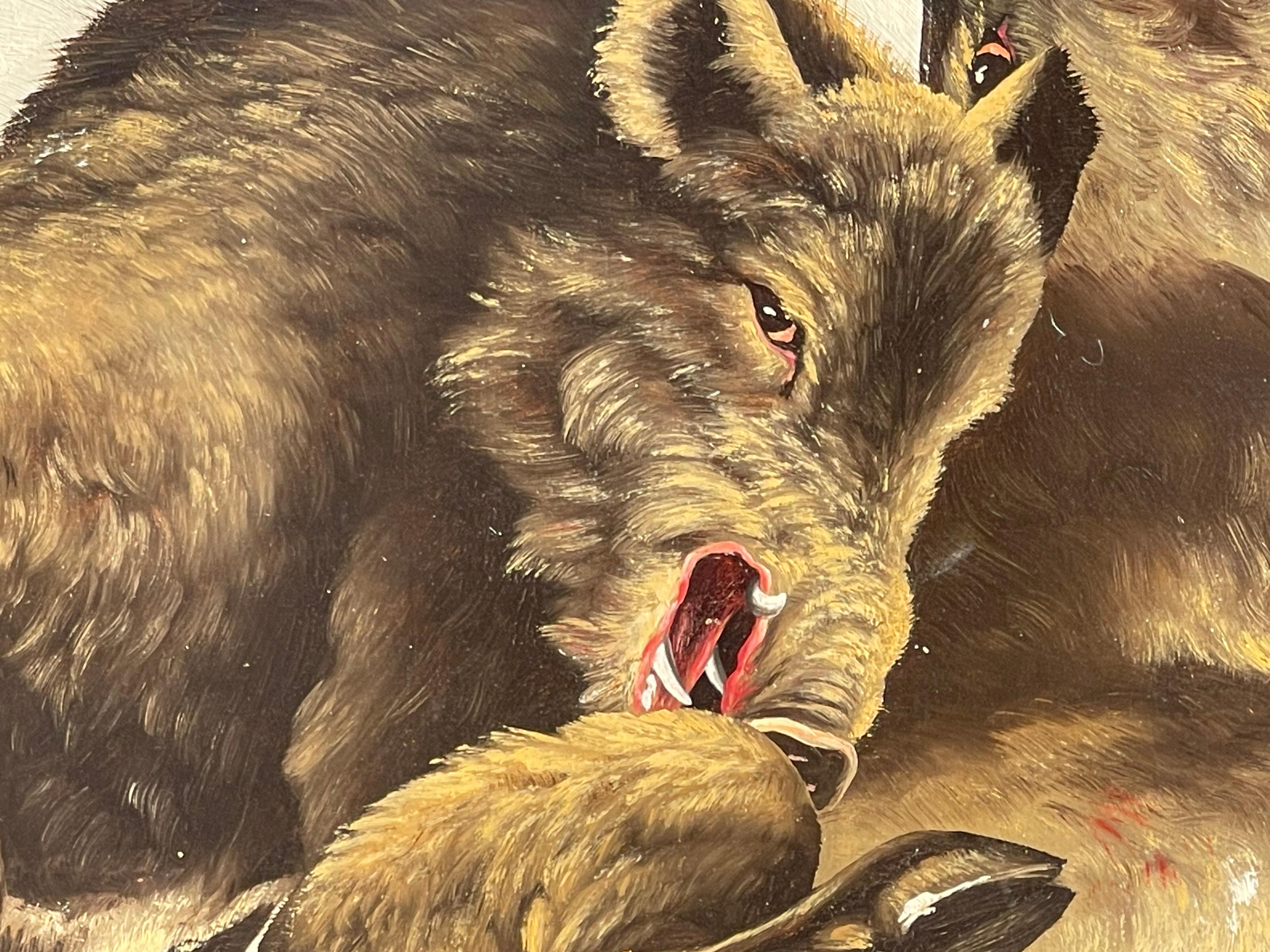 Français J. BARDIN - Boart Fight, Huile sur toile, XXème siècle en vente