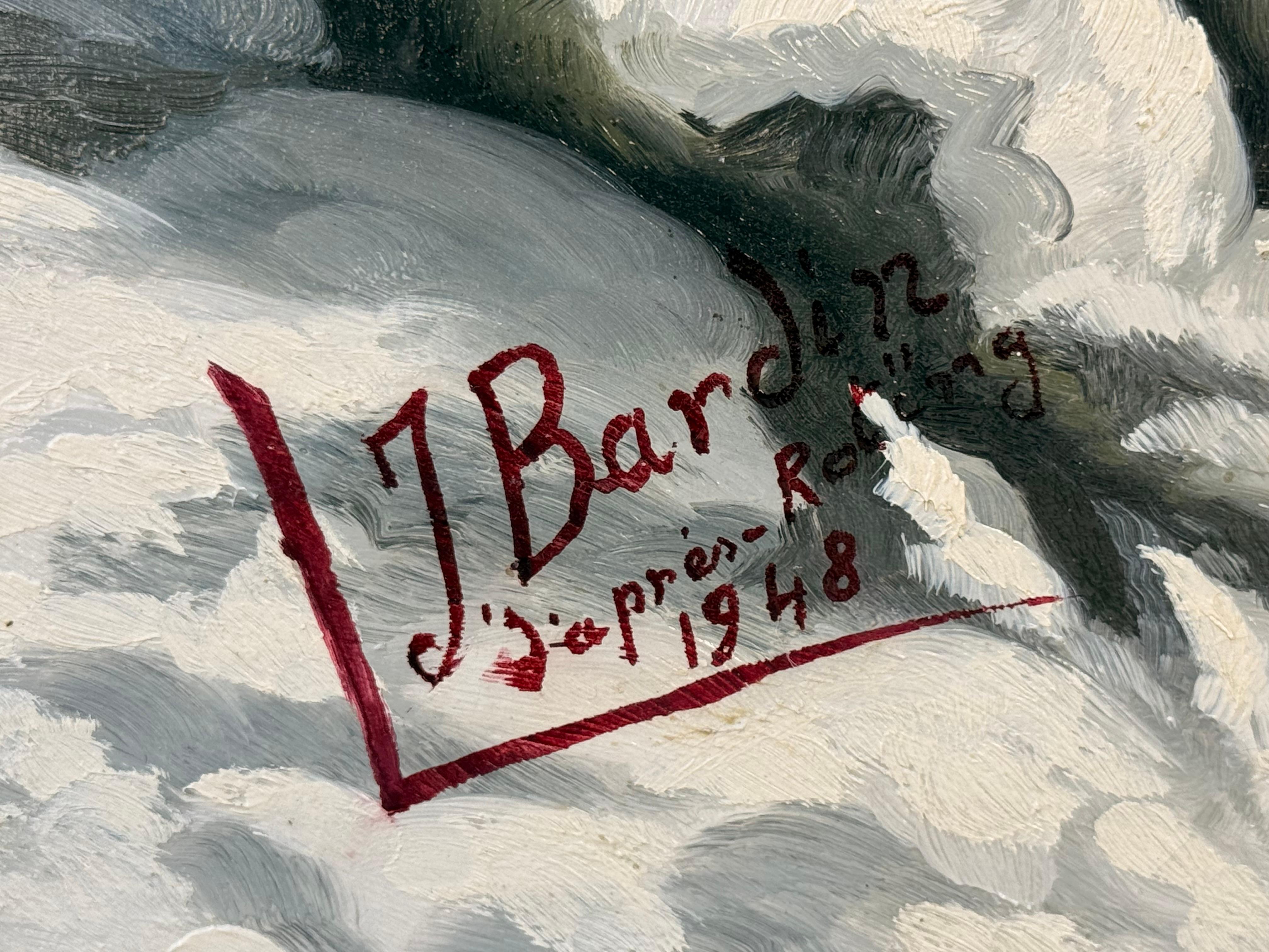 J. BARDIN - Boart Fight, Huile sur toile, XXème siècle en vente 1