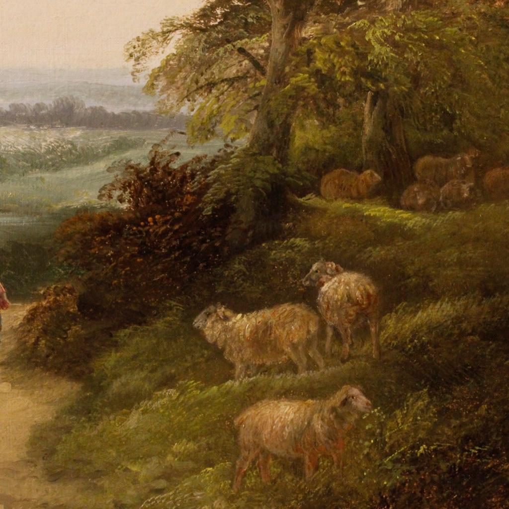 Gilt J. Barker 19th Century Oil on Canvas English Landscape Painting, 1880