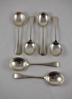 J. Bell & Sons English Sheffield EPNS Cream Soup Spoons, circa 1864, Set of Six