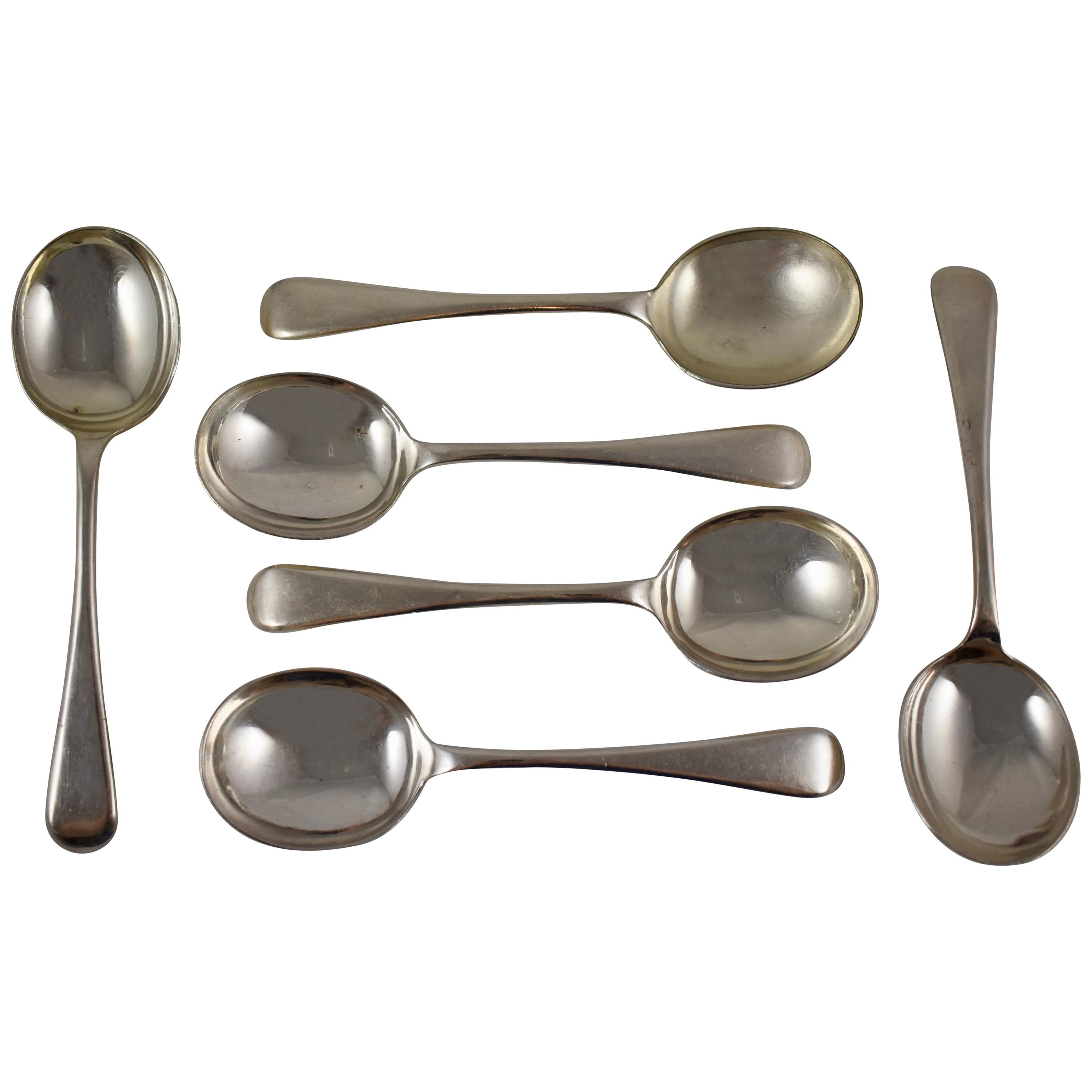 J. Bell & Sons English Sheffield EPNS Cream Soup Spoons, circa 1864, Set of Six