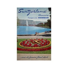 1964 Swissair travel poster by Swiss artist J. Bersier - Switzerland Geneva