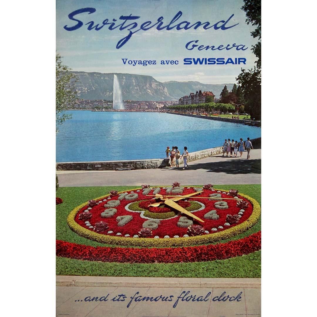 1964 Swissair Reiseplakat des Schweizer Künstlers J. Bersier - Schweiz Genf