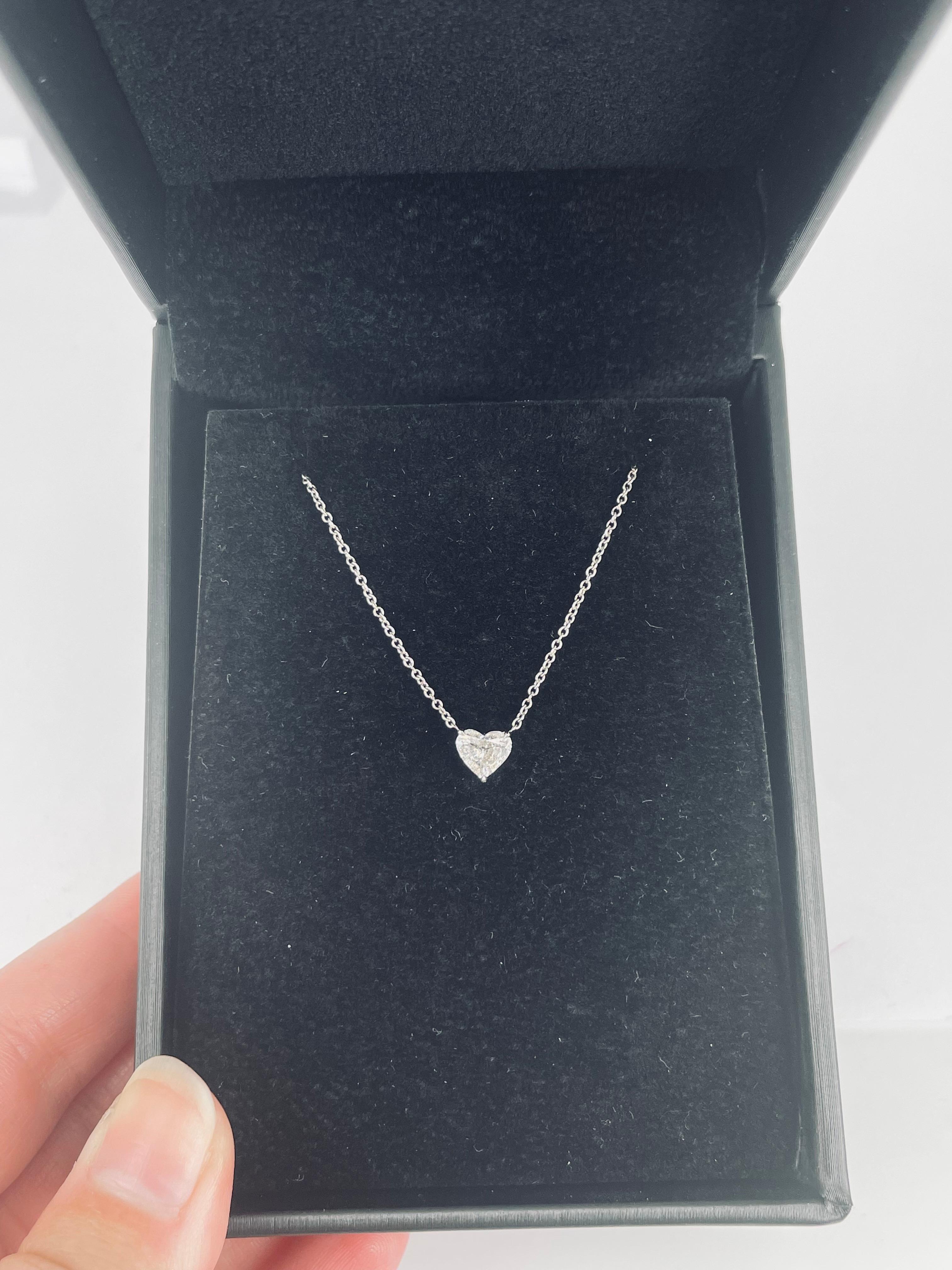 Women's J. Birnbach 0.44 carat Heart Shape Diamond Pendant in 18K White Gold For Sale