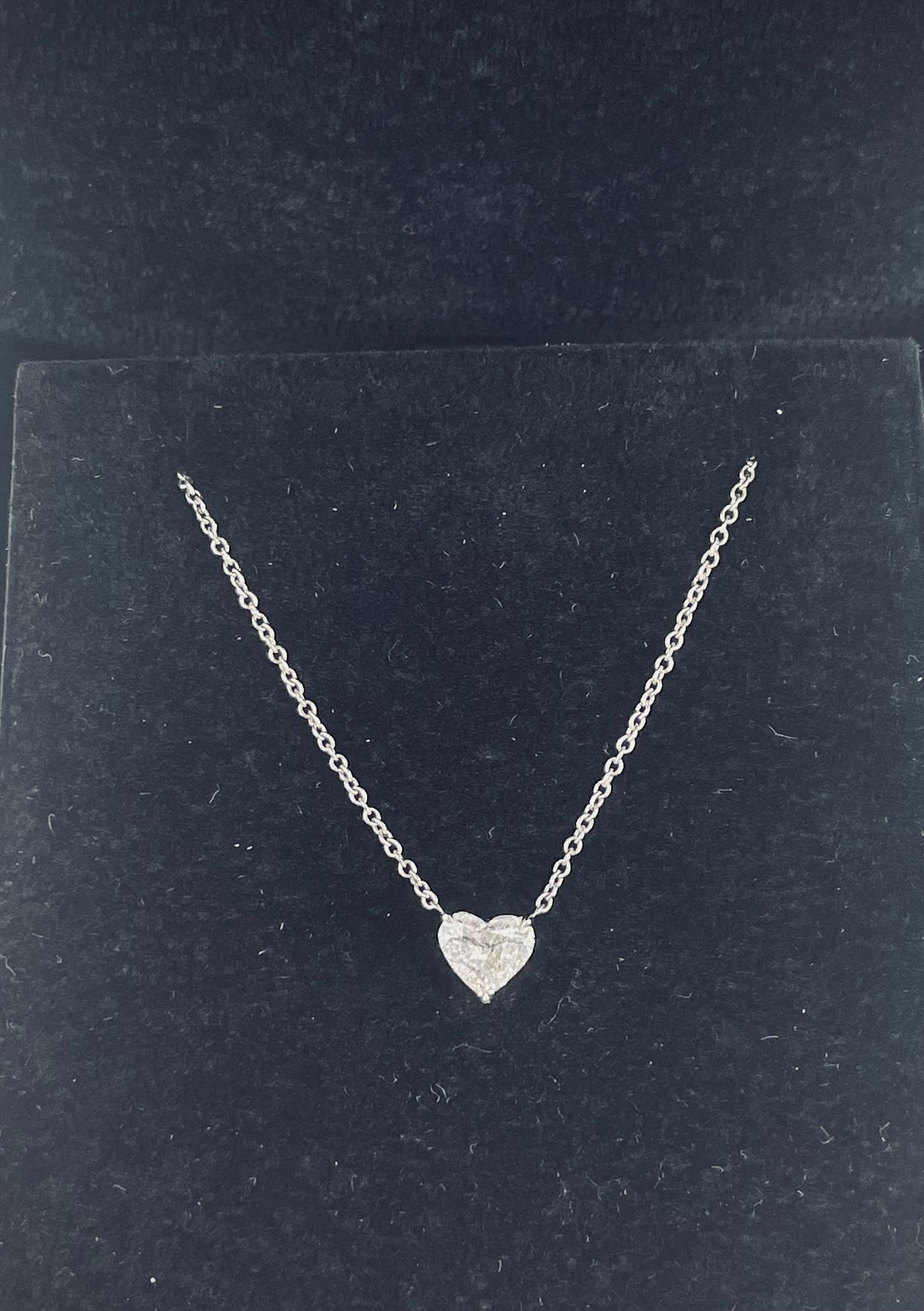 J. Birnbach 0.44 carat Heart Shape Diamond Pendant in 18K White Gold For Sale 1