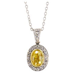 J. Birnbach 0,62 quilates GIA Fancy Vivid Yellow Collar con Colgante de Diamantes Ovalados