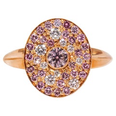 J. Birnbach 0.73 Carat Total Fancy Pink and White Pave Diamond Signet Ring