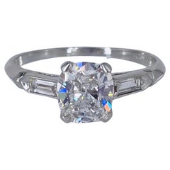 J. Birnbach 0.92 carat Cushion Brilliant Diamond Art Deco Style Engagement Ring 