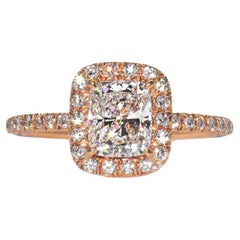 J. Birnbach 0.92 carat Elongated Cushion Halo Engagement Ring in Rose Gold